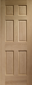 Internal Oak Doors Colonial 6 Panel with No Raised Mouldings